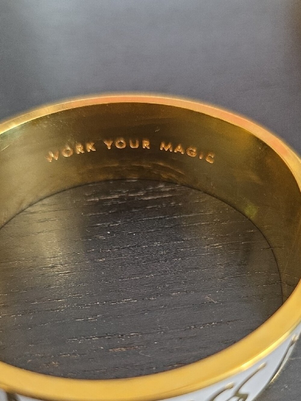 Kate Spade White and Gold "Kiss Me" Enamel Bangle - Picture 2 of 3